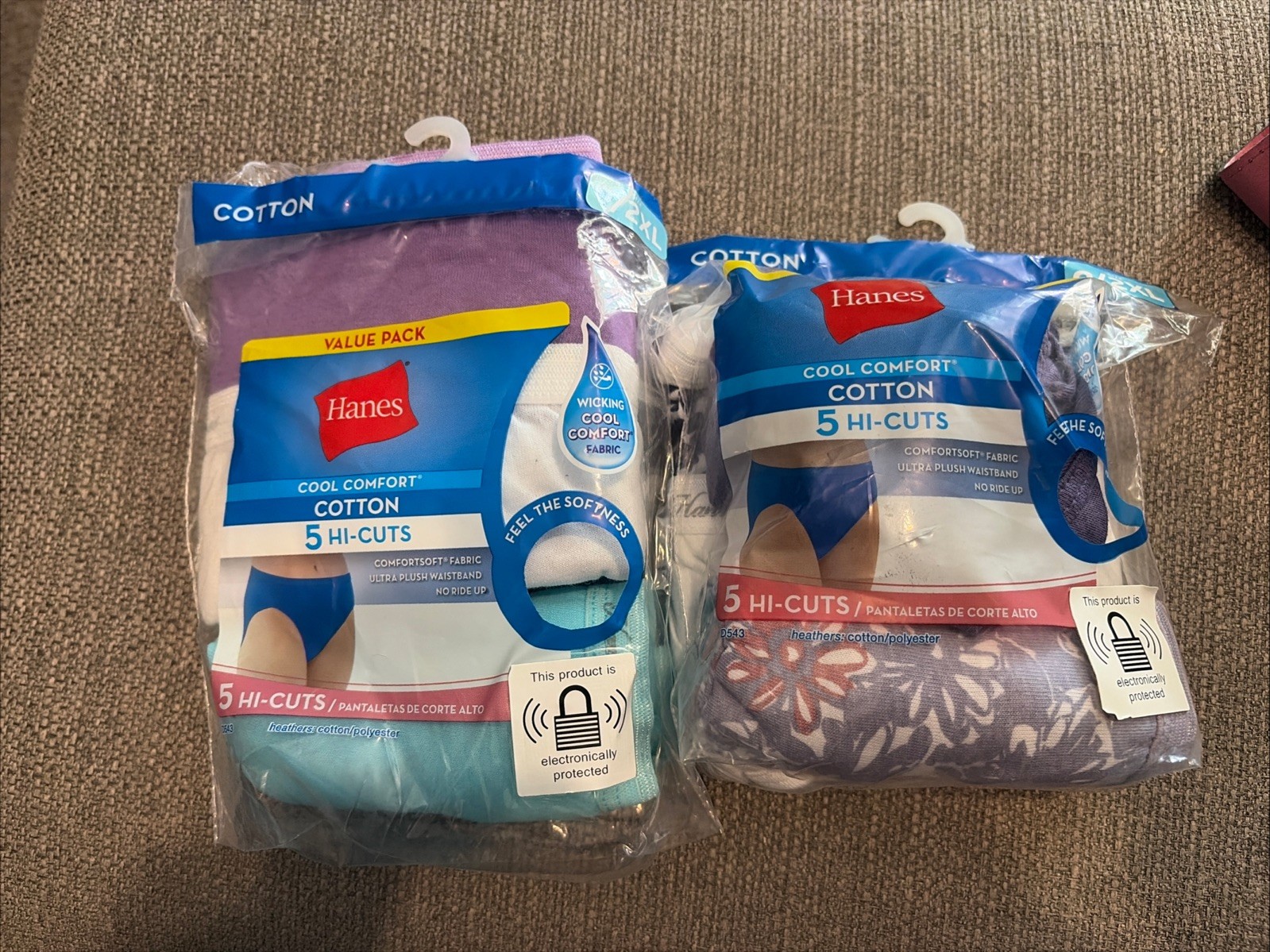 Hanes Cool Comfort Cotton Hi-Cut 7 Pairs Panties 9/2X Plus Size Underwear