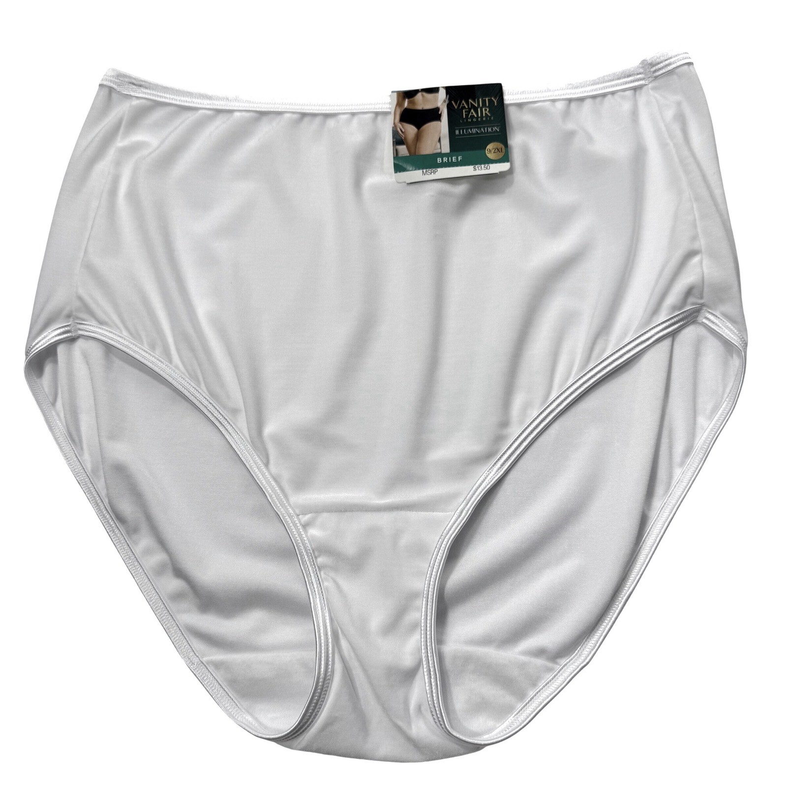 VANITY FAIR Lingerie Illumination Silky Soft Stretch Brief Panty White 9 2XL