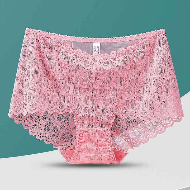 4Pcs Women High Waist Knickers Briefs Lace Sexy Seamless Underwear Panties Large