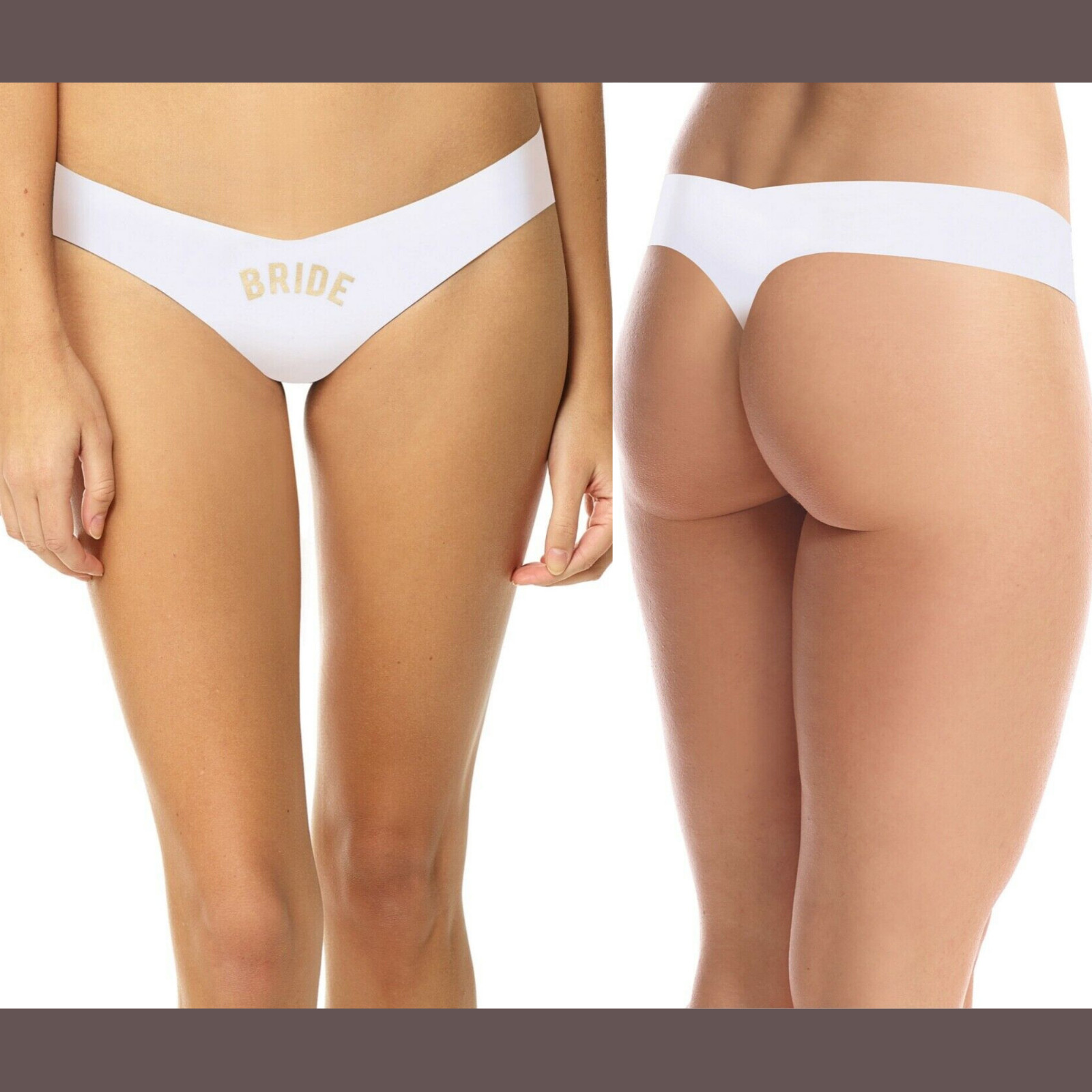 NEW Commando Bride Classic Mircofiber Thong in White/Gold [SZ M/L ] #K670