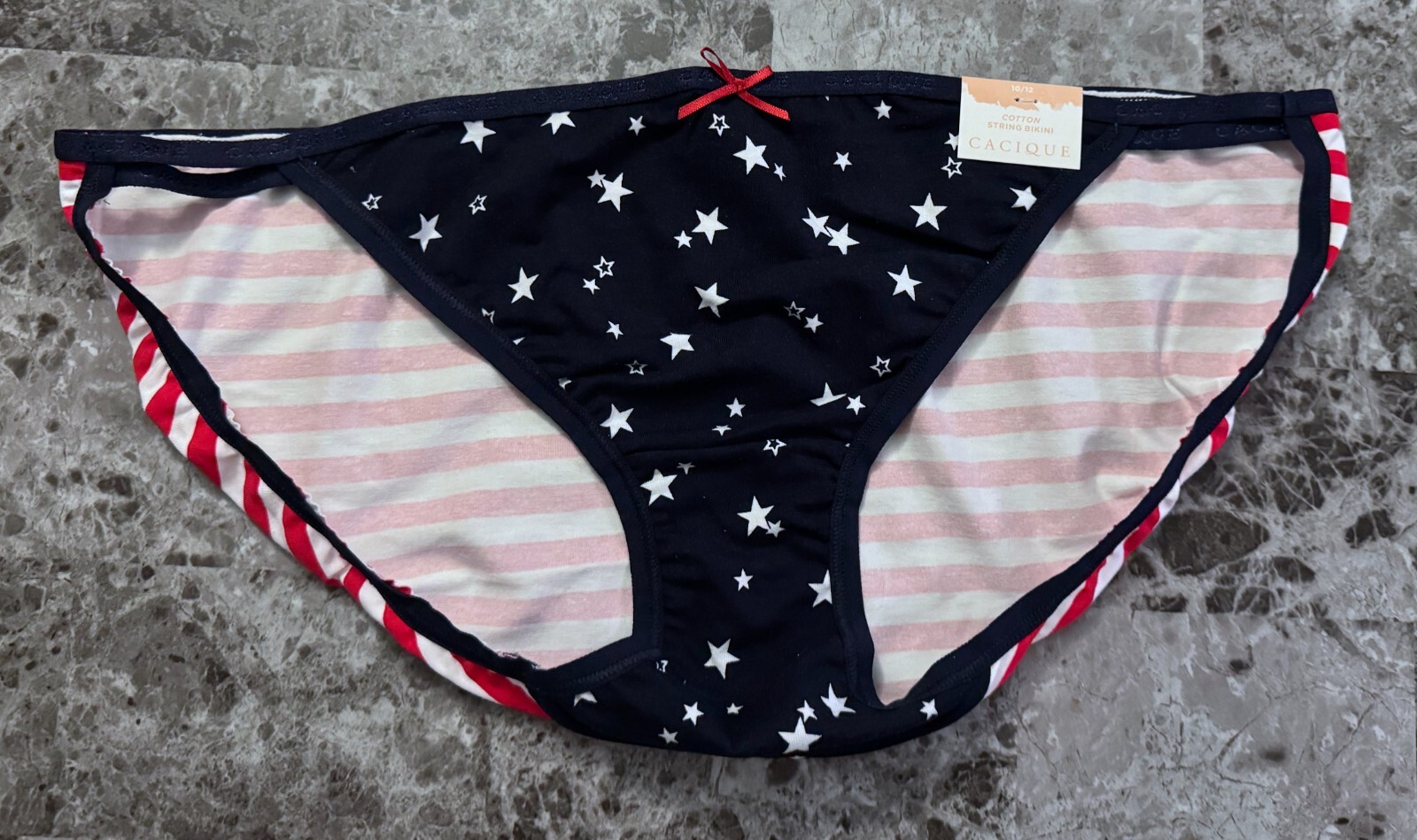 NWT CACIQUE LANE BRYANT 10/12 STARS STRIPES DOUBLE STRING STRAPPY BIKINI PANTIES