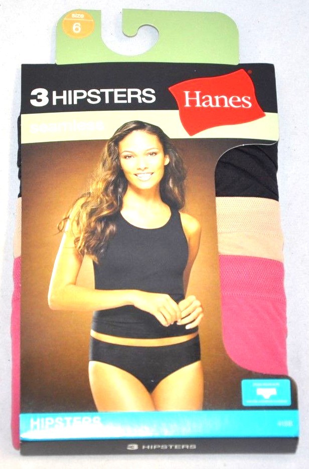 Pack Of 3 Hanes Seamless Hipsters Size 6 Medium No Panty Line Underwear