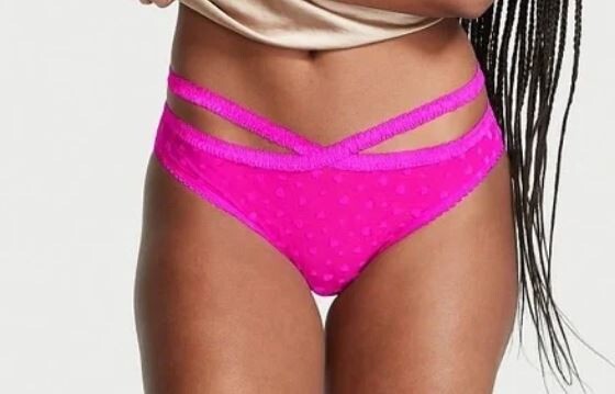 Victoria’s Secret Pink Heartbreaker Bikini Panty Size L Bali Orchid Hearts NWT
