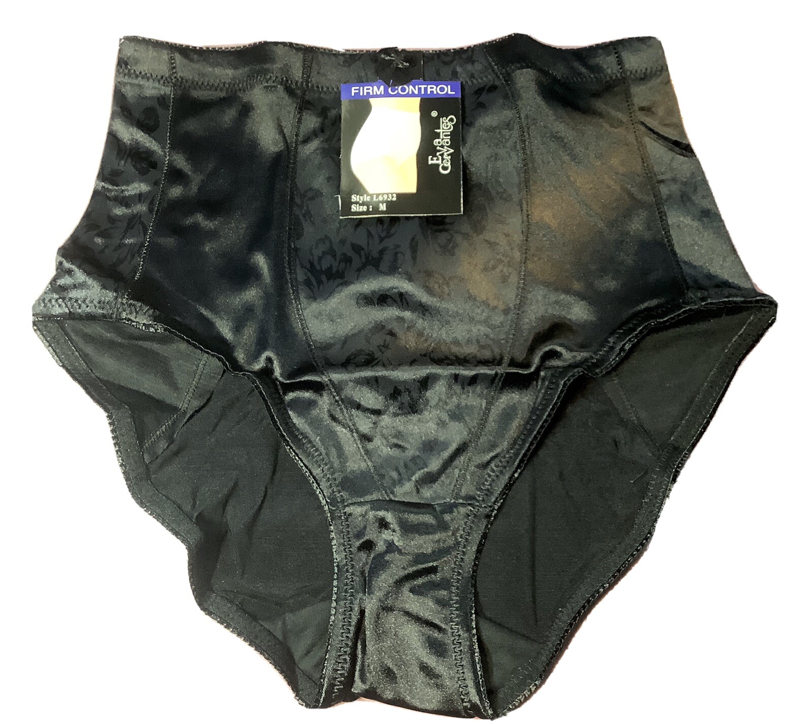 Women Contrlo Panties Bries EVA CERVANTES M.Black Sturdy Satin AppearanceGlossy