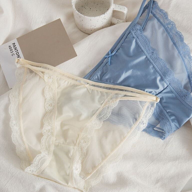 5 Pack Lot String Satin Sexy Briefs Sheer Panties Womens Underwear Bikini Lace