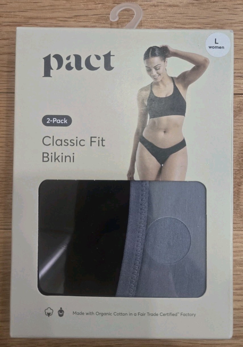 Pact 2pc Classic Fit Bikini Mid Rise Waist Sexy Flirty Organic Cotton New Large
