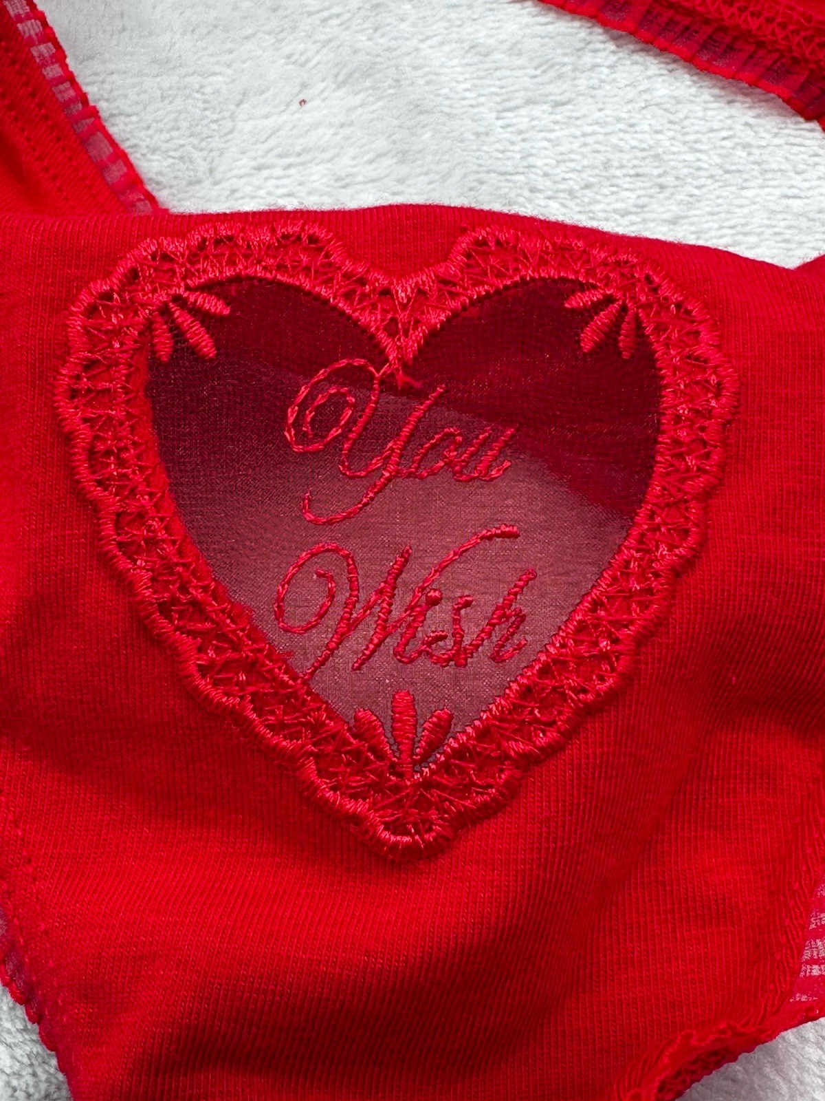 💕VICTORIA’S SECRET “PINK” YOU WISH RED LARGE THONG🎉🎉