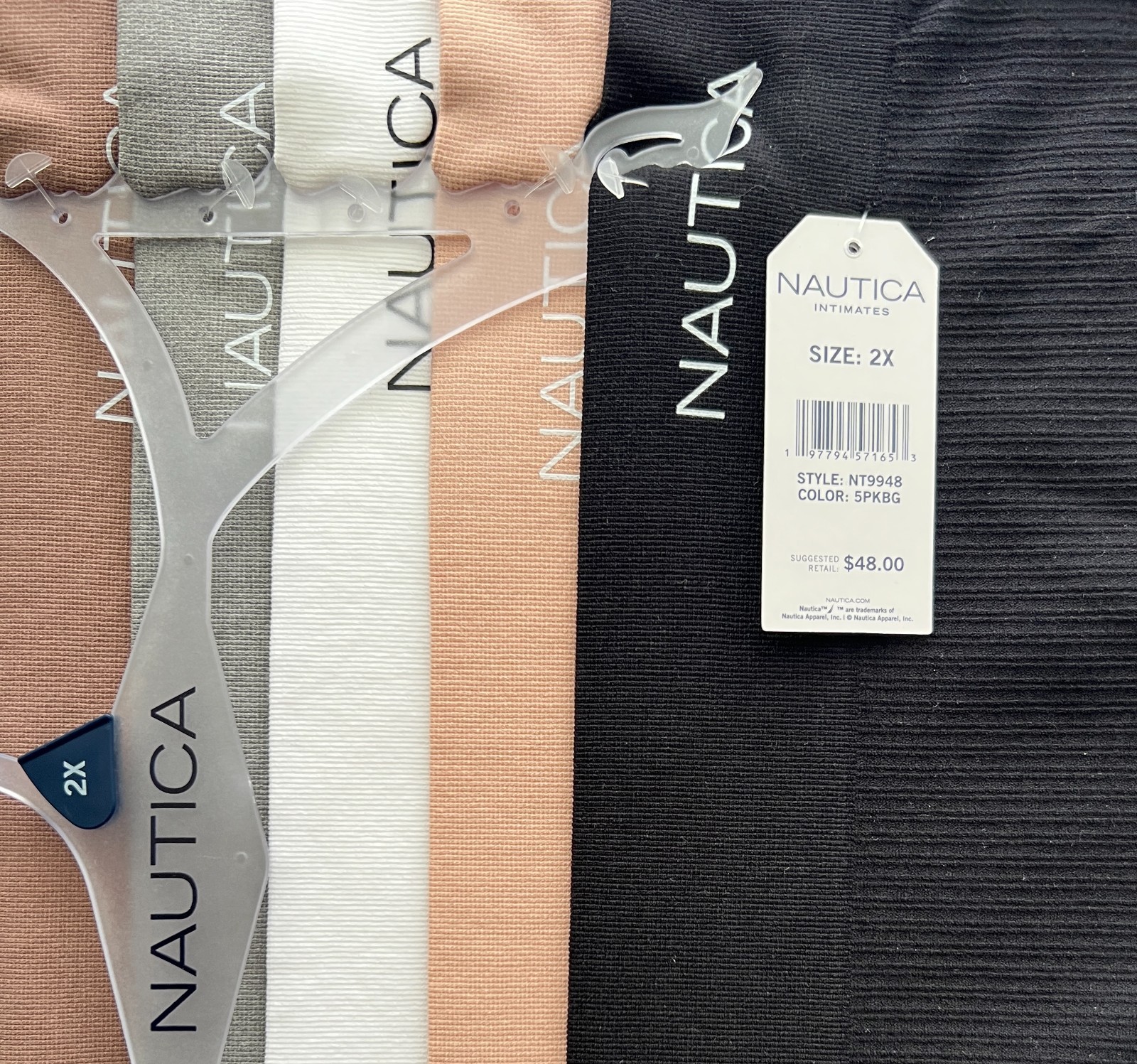 5 pk Sz 1X,2X,3X Nautica NT9948 Nylon Brief Underwear Panties Fit Stretch Ribbed