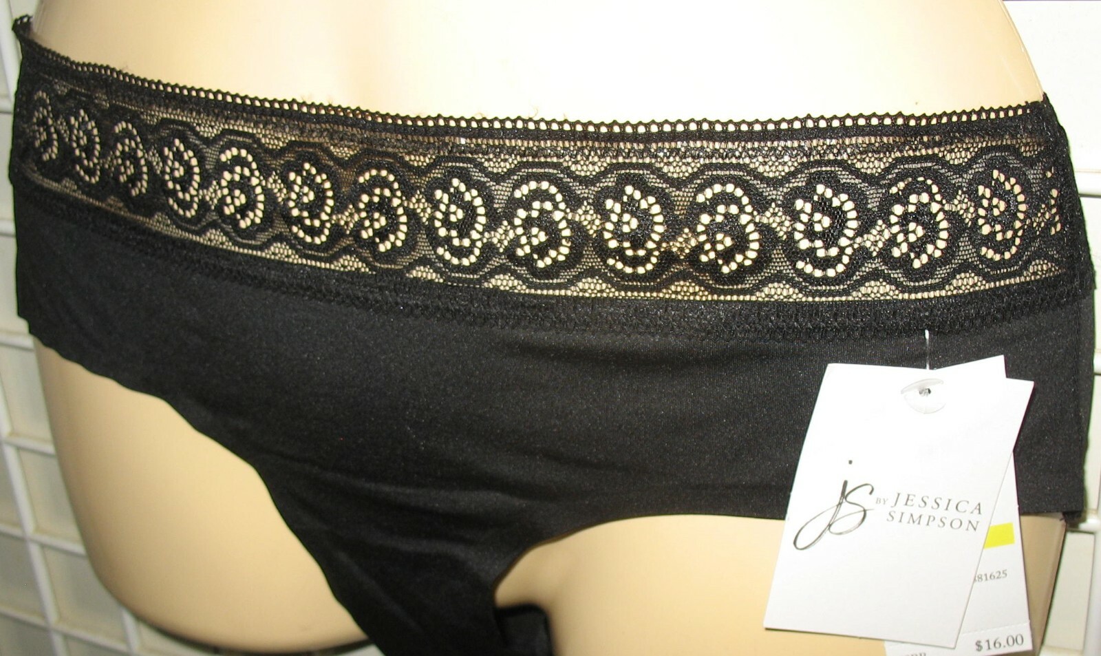JESSICA SIMPSON – NEW – LARGE – BLACK – POLY STRETCH HIPSTER PANTY – RUNS BIG
