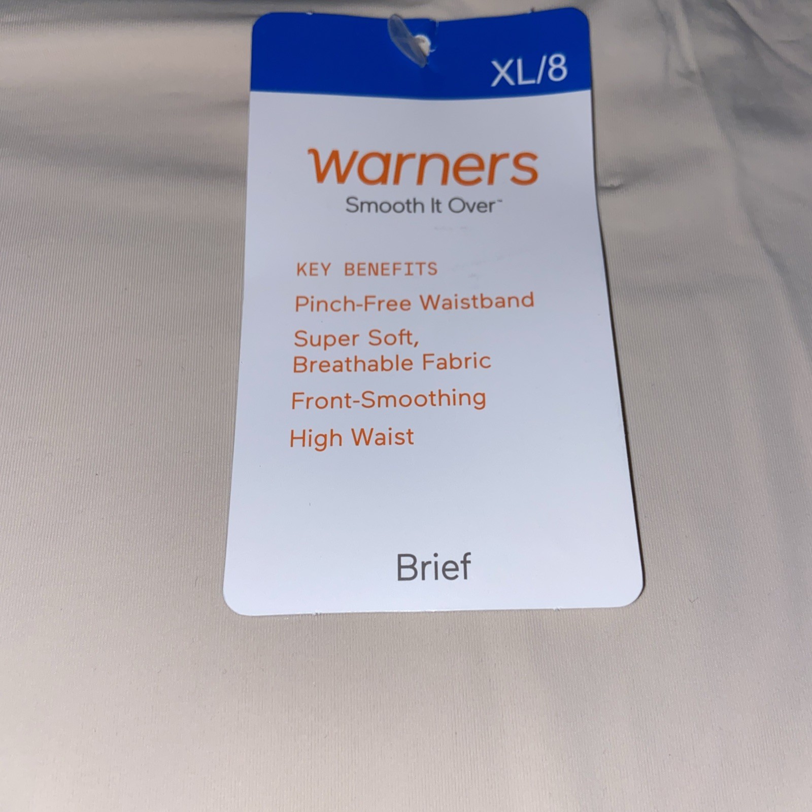 WARNERS NUDE SMOOTH IT OVER BRIEF PANTIES / Extra Large / 8