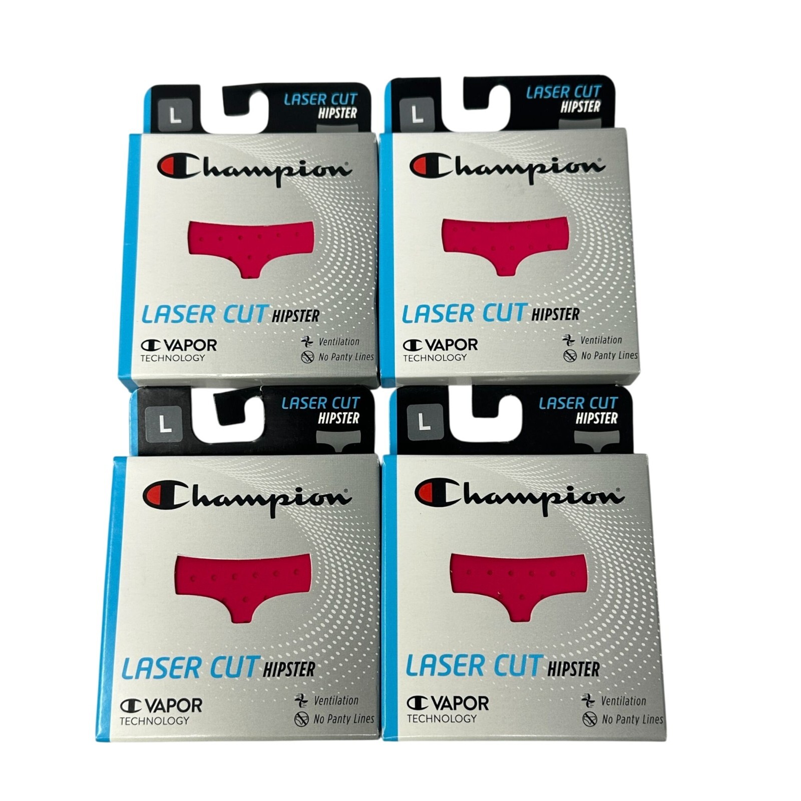 Champion Laser Cut Hipster Underwear L Pink Dotted Vapor Technology Lot of 4