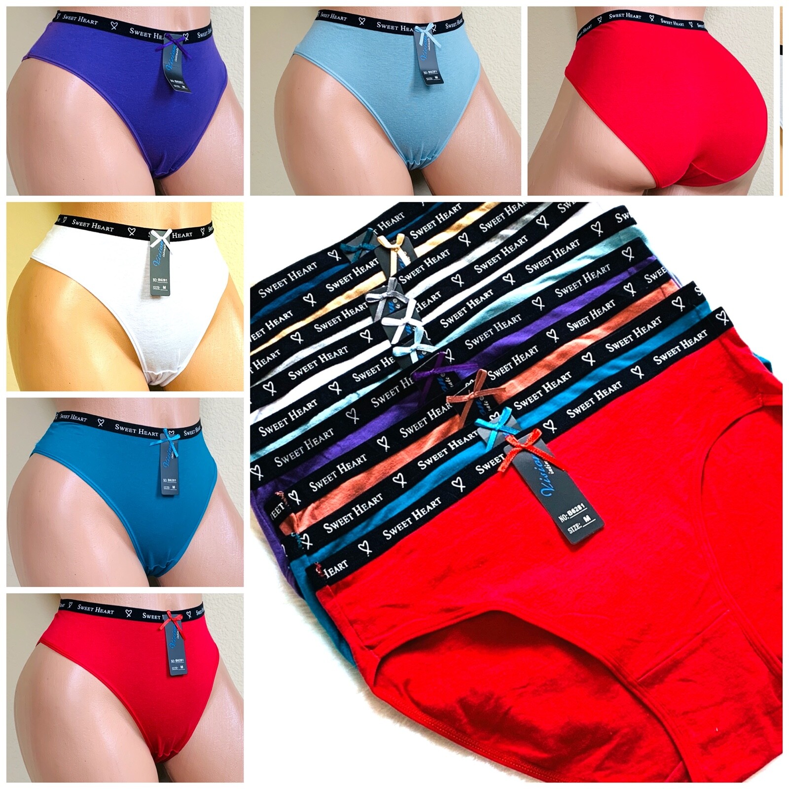6-12 Women’s BIKINI LONG LEG HI-CUT Panties Undies 95% COTTON UNDERWEAR 628 S-2X