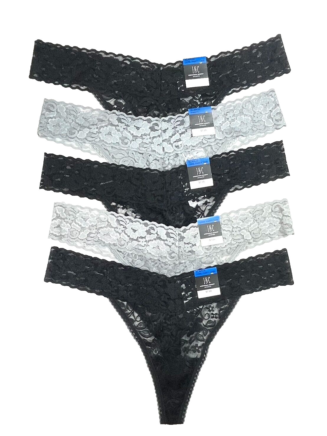 NWT 5-Pack INC International Concepts Women’s XL Lace Thong Underwear Assorted