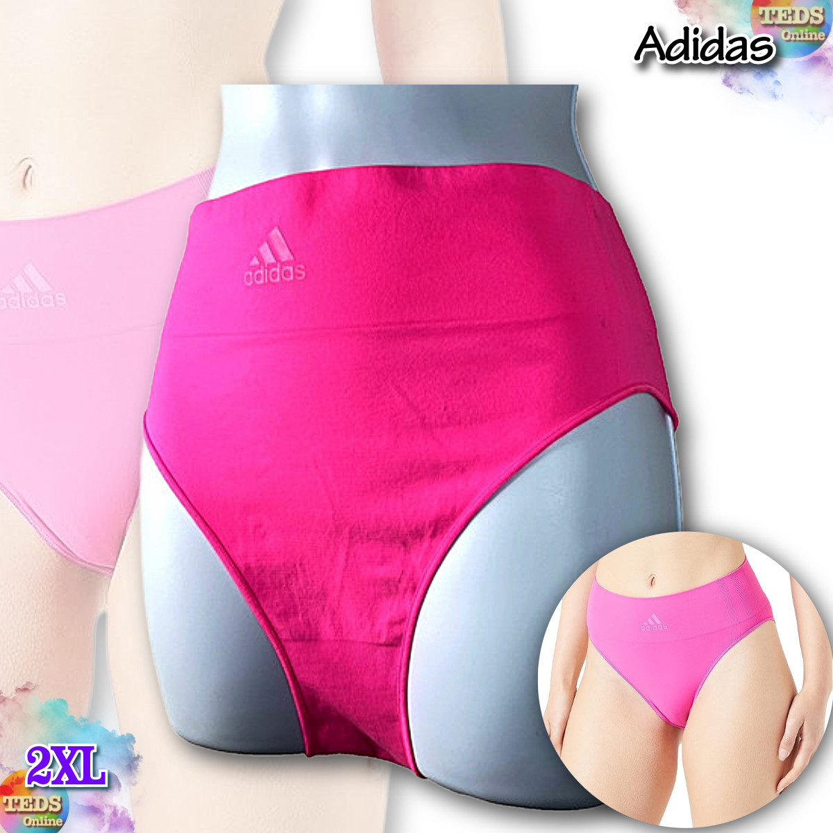NWT Adidas Women’s XXL 720 Degree Seamless Hi-Leg Brief Style- 4A4H62 Lucid Pink