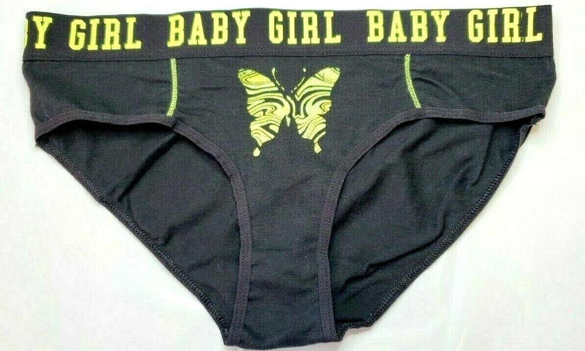 Rue 21 Women’s Cotton Bikini Panties LARGE Black Yellow Butterfly Baby Girl