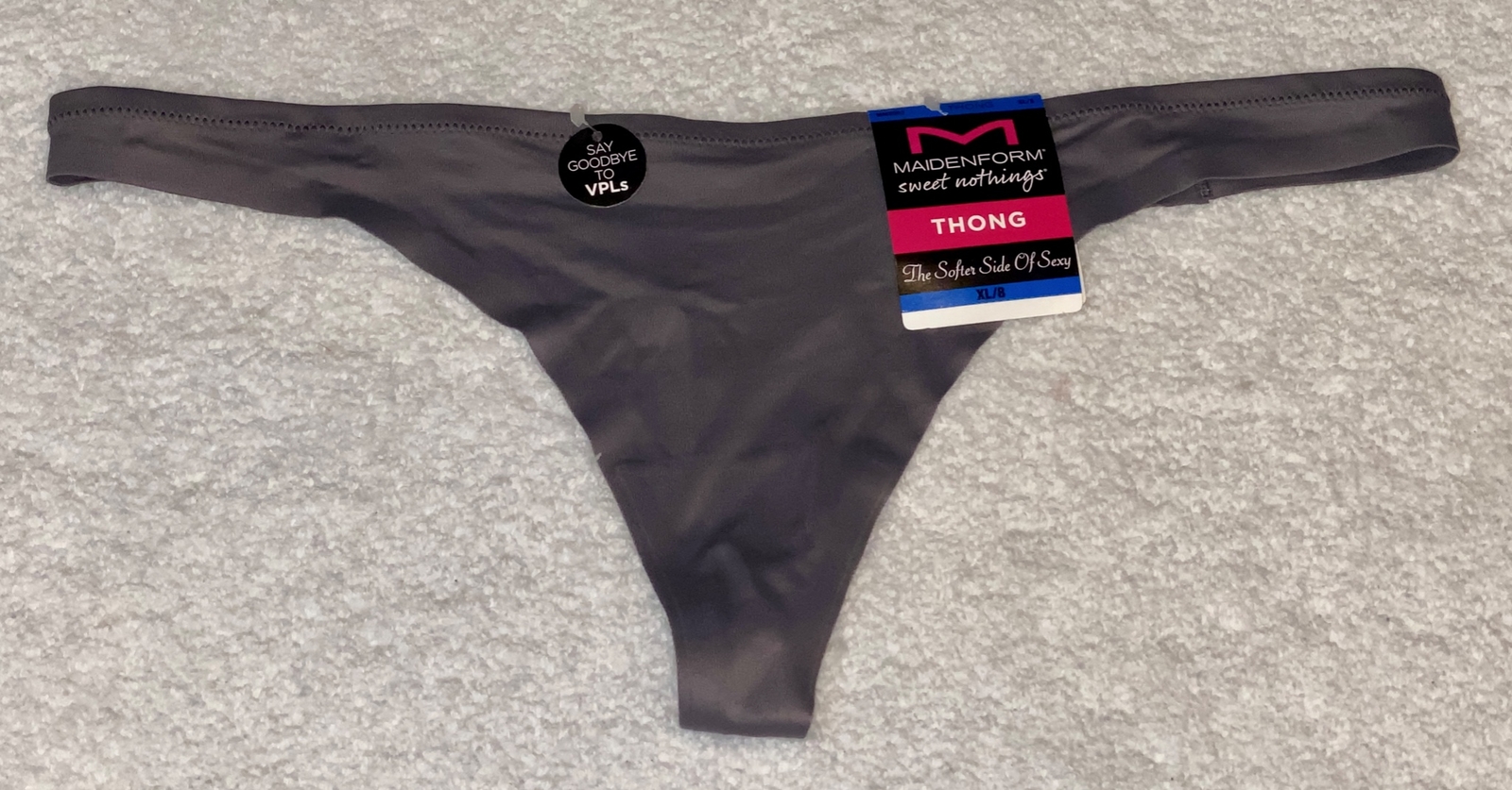 MAIDENFORM Comfort Devotion Tailored Carbon Grey Thong Panty Womens XL 8