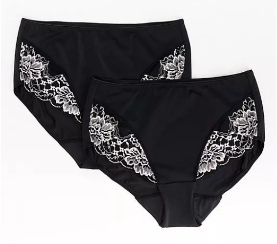 Breezies Luxe Lace Two Tone Hipster Brief Black 2 PACK 3X A632187 NEW