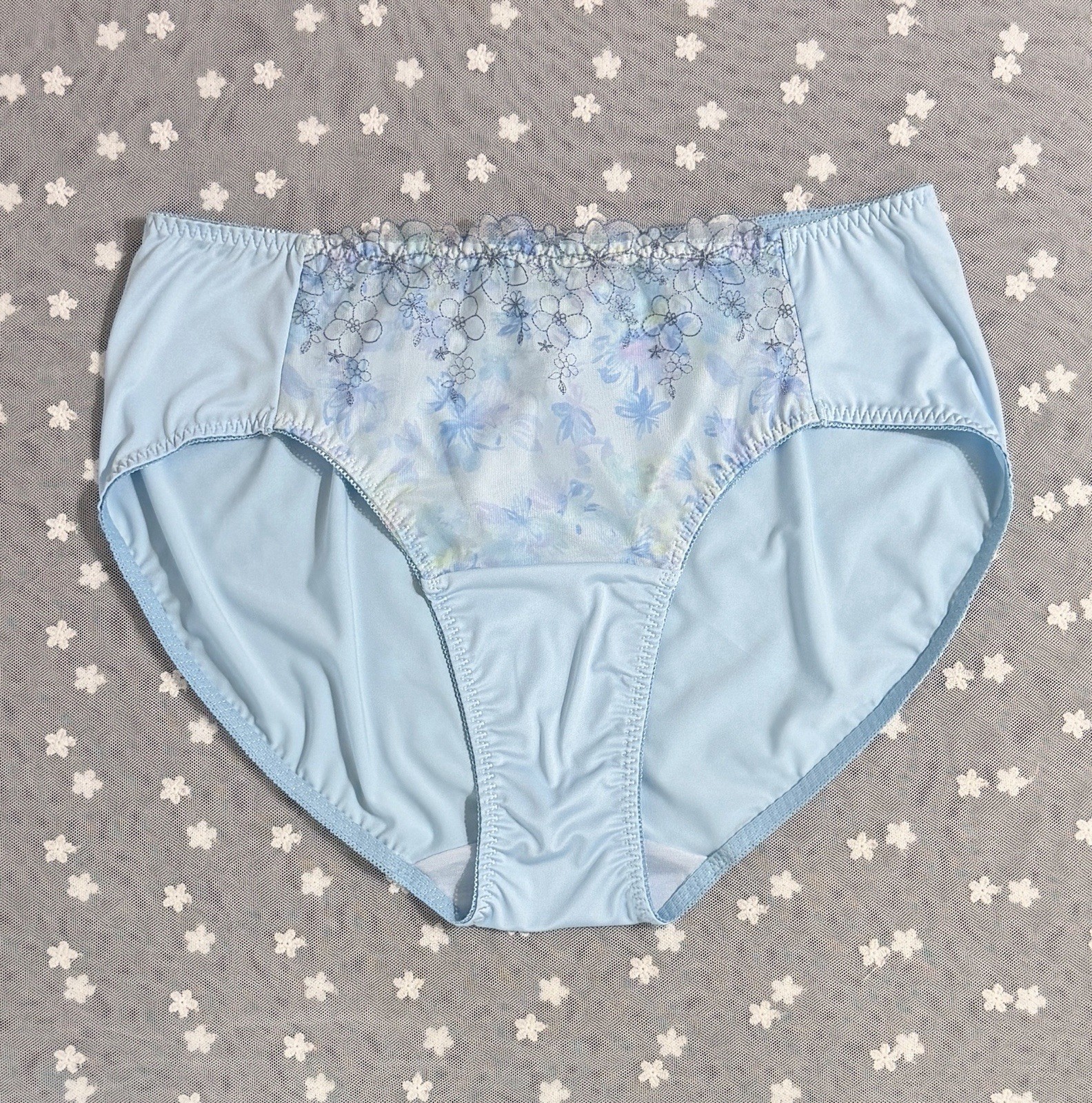 Set Of 4 US-XL/JP-5L Japanese Floral Embroidery Panties Extra Long Crotch Lining