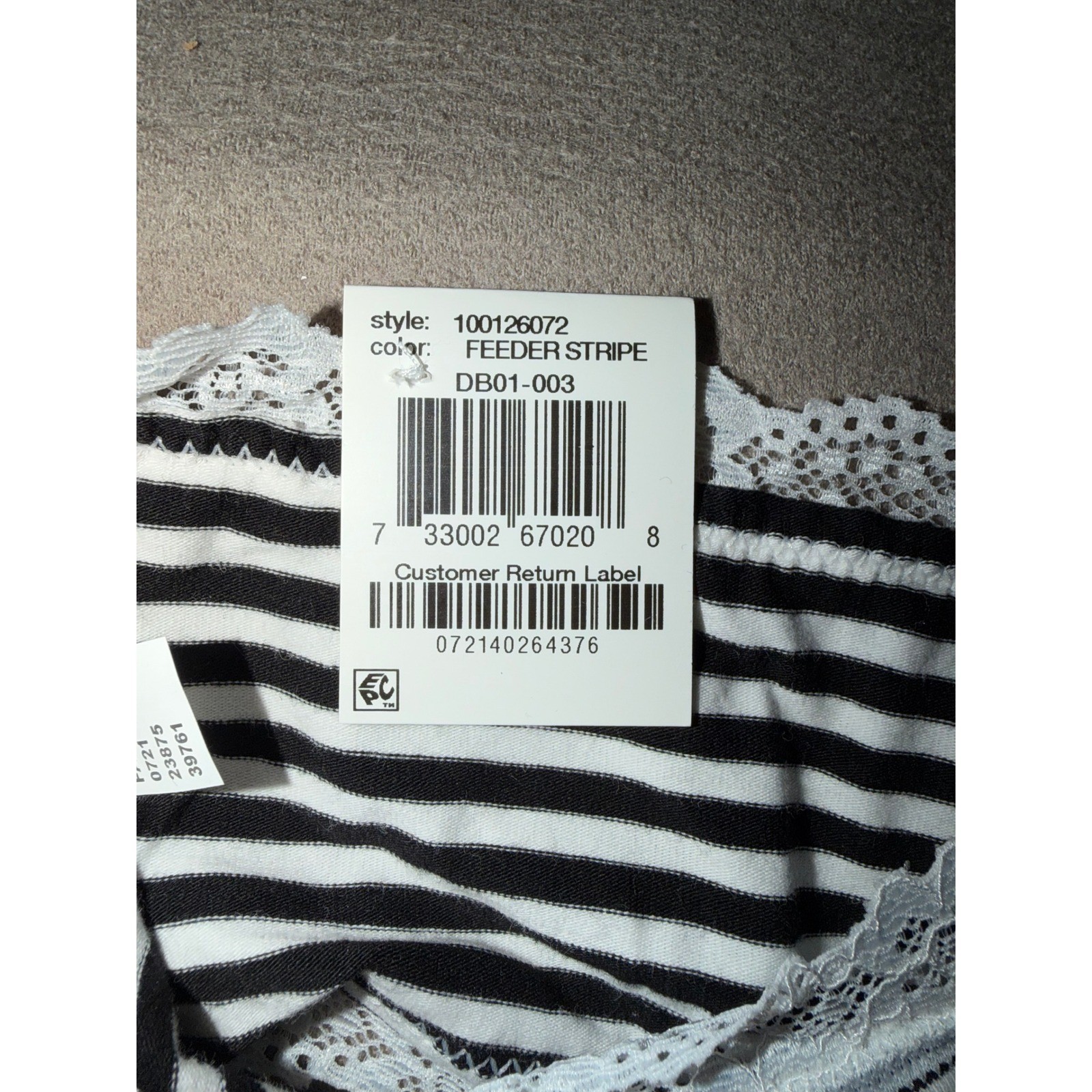 Jenni Intimates Hipster Brief Black White Stripe Lace, Lot of 2, Size XXXL, NWT