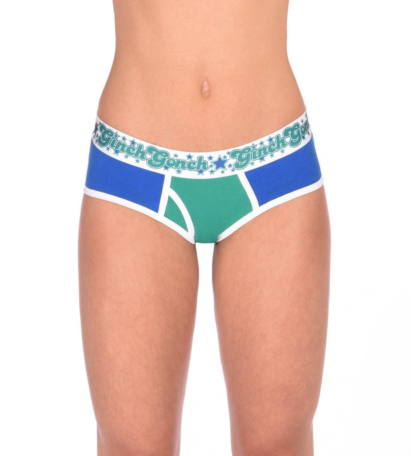 Ginch Gonch Women’s “Blue Lagoon” Colorblock Boyfriend Brief Panties