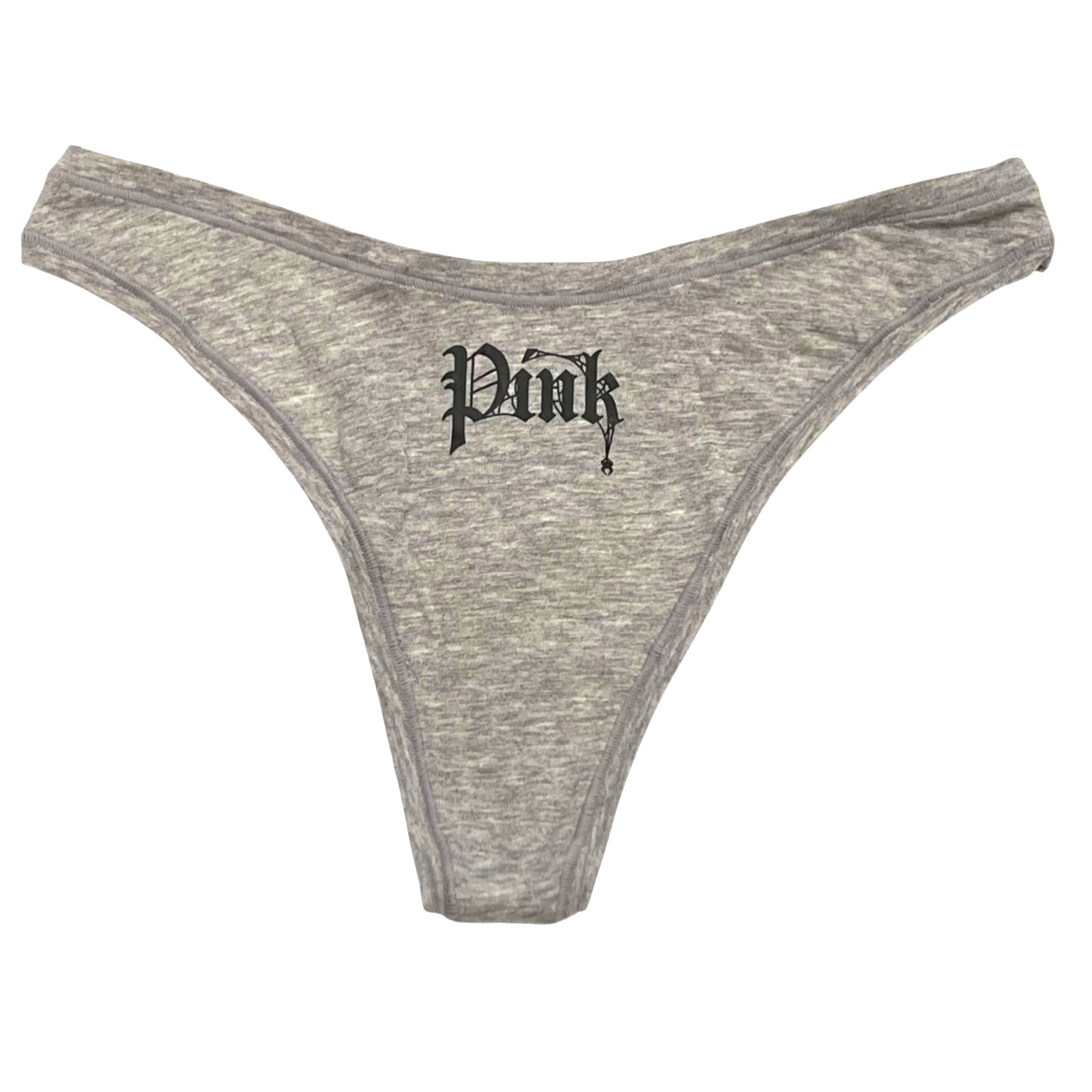 NWT VICTORIA’S SECRET PINK Thong Pantie Sz XS-S-M-L-XL Gray Black Halloween