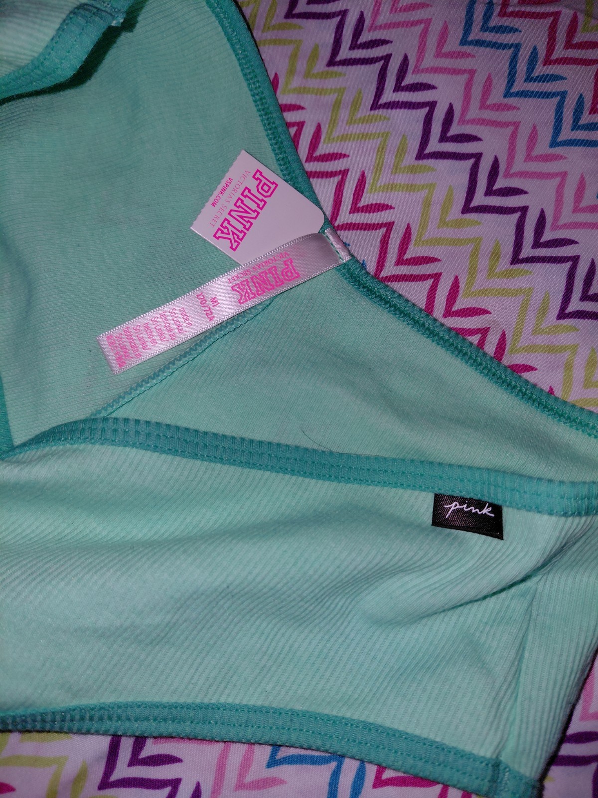 VS pink ribbed cheekster Panty NEW SIze Medium 2tone