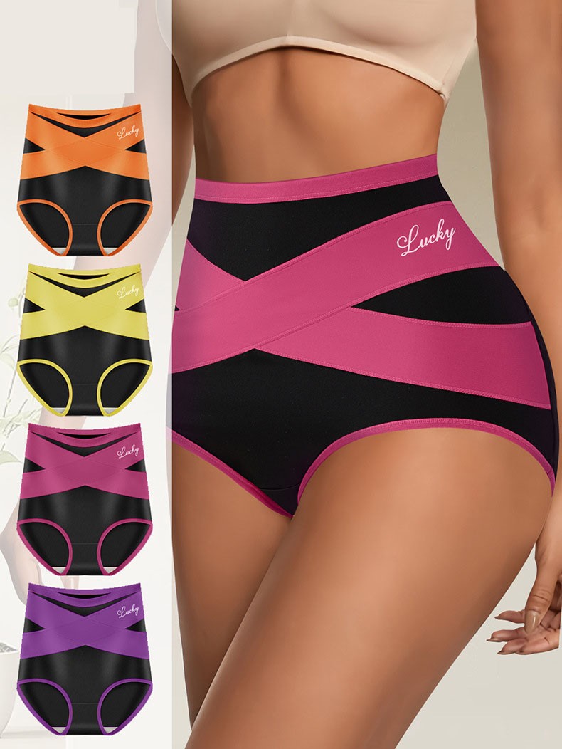 Ladies High Waist Tummy Control Panties Shaping Cross Strap Briefs Women