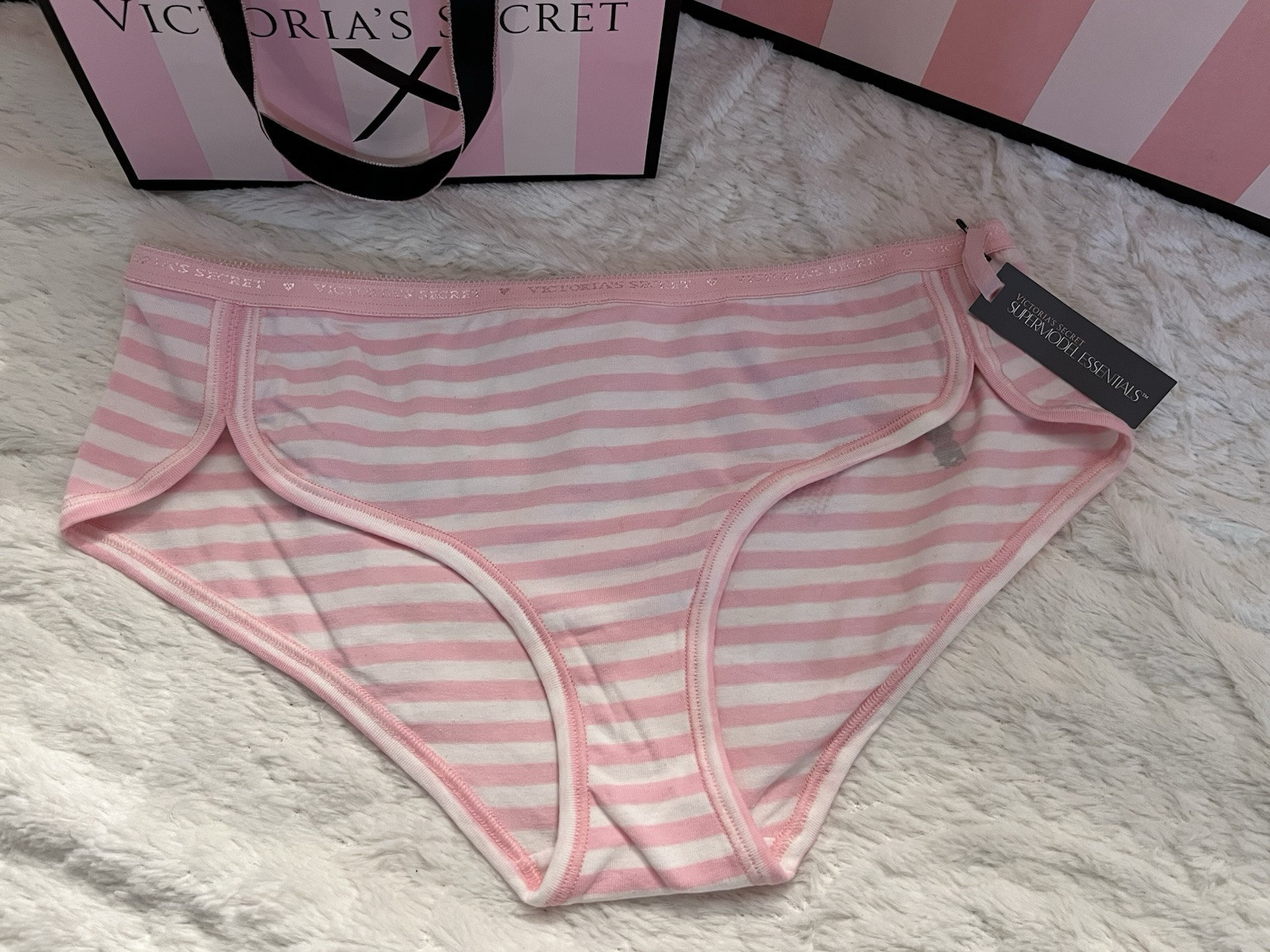 NWT VTG VICTORIA’S SECRET Signature Band Cotton Stripe Hiphugger Graffiti Panty