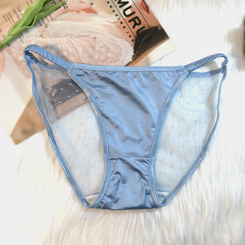 5 Pack Women’s Satin Cheeky Panties & Briefs Sheer Panel Lace Trim Underwear Set