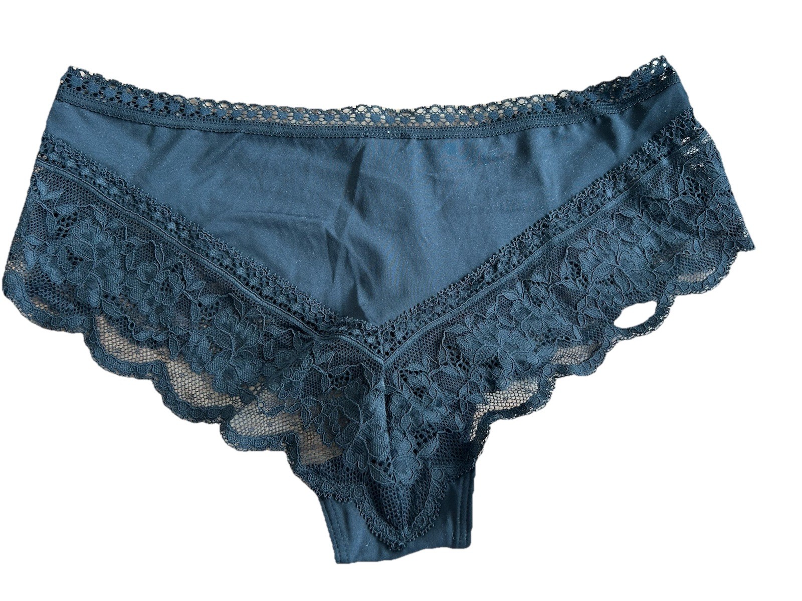 Ex M&S black brazillian lace trim knickers Size 6 New