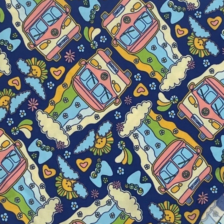 Cheek Boss Panties Women XL Blue Retro Hippie Bus Rainbow Seamless Underwear NEW