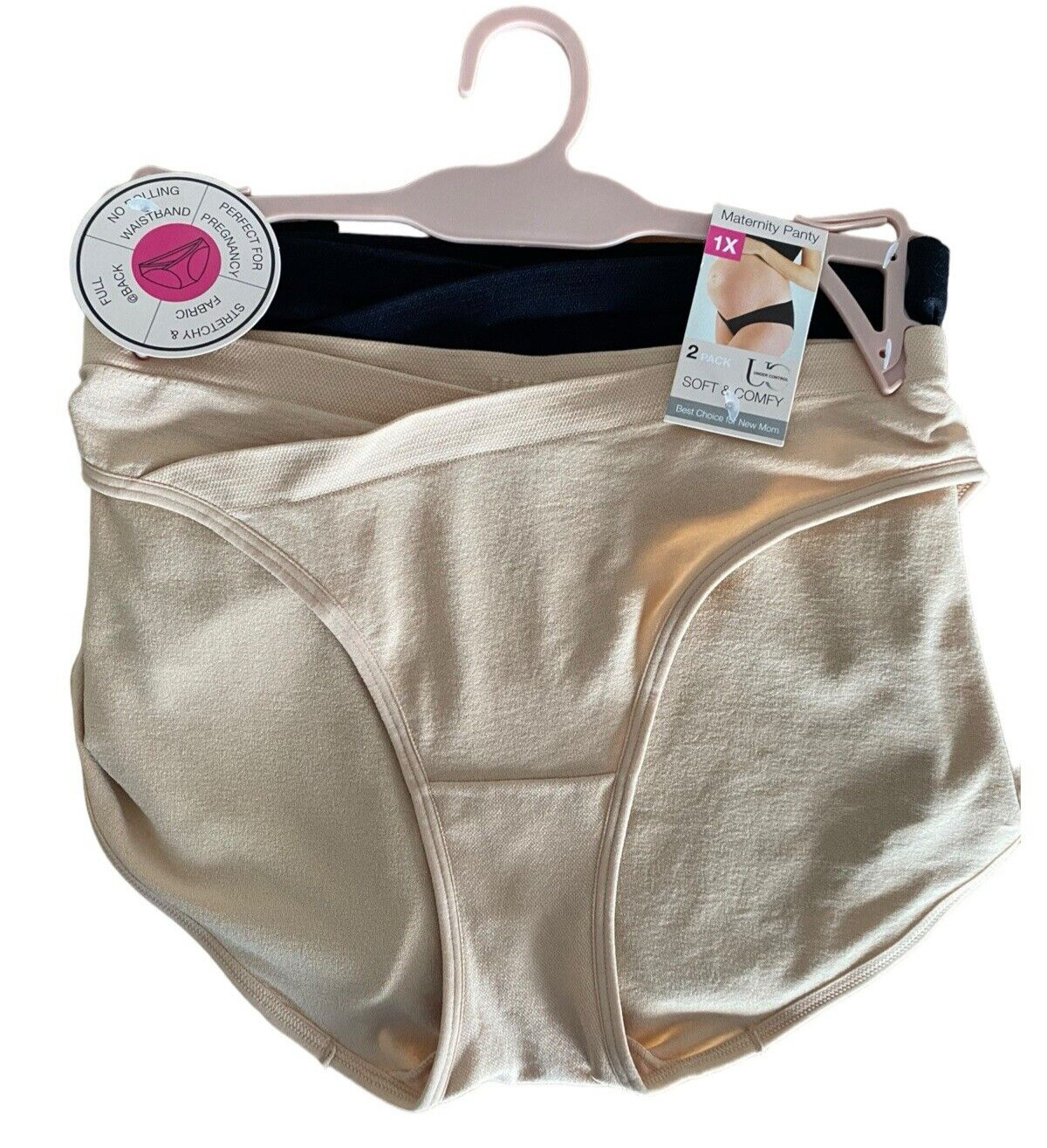 Under Control Maternity Panties 2 Pack Nude and Black Size 1X- NEW