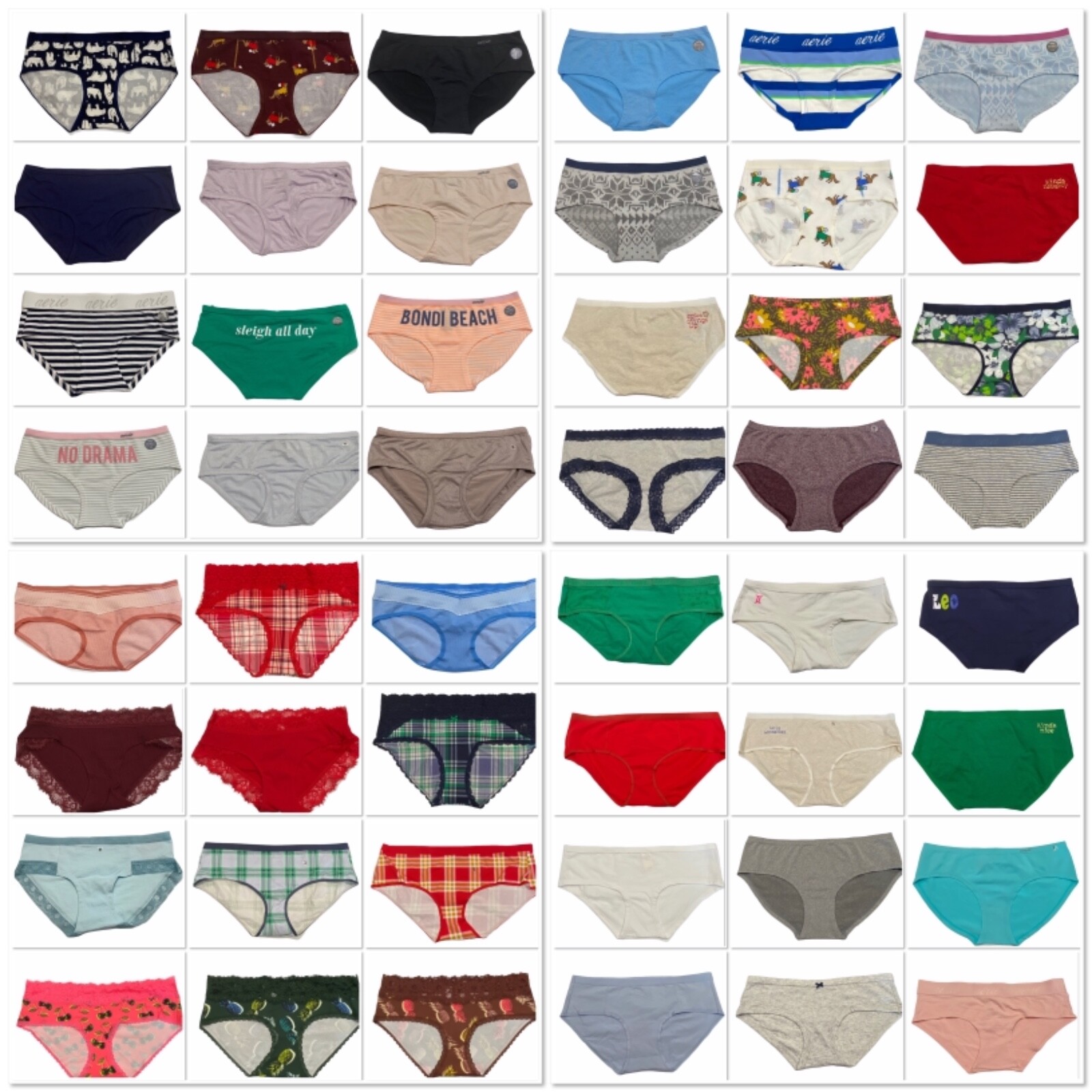 NWT AERIE Boybrief Boyshort Panties/Underwear Sz XS-S-M-L-XL-XXL Assorted Colors