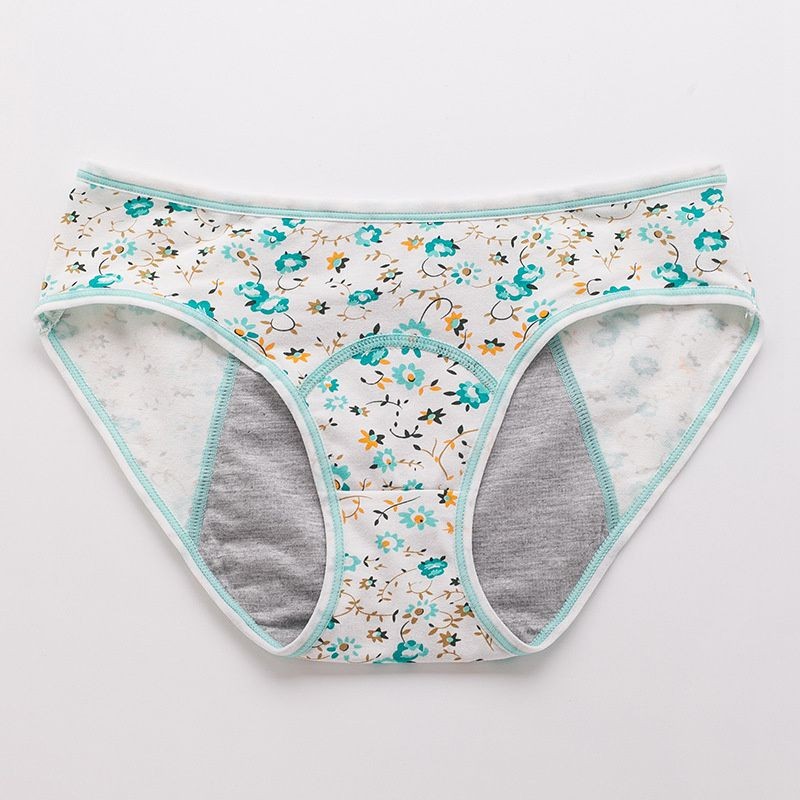 Women’s Cotton Physiological Student Mid Waist Panties Leak-proof Three Layers