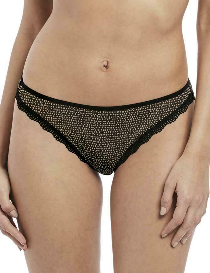 Freya Summer Haze Brief Mesh Size XS 8 10 Black Beige Spot Knickers 3995 New