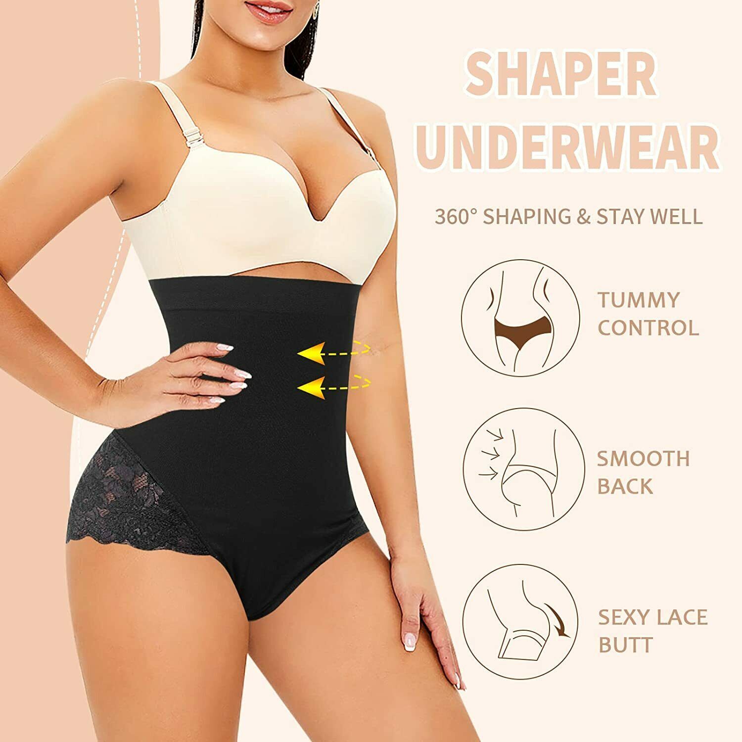 Bragas moldeadoras con control de barriga para mujer, ropa interior sin costuras
