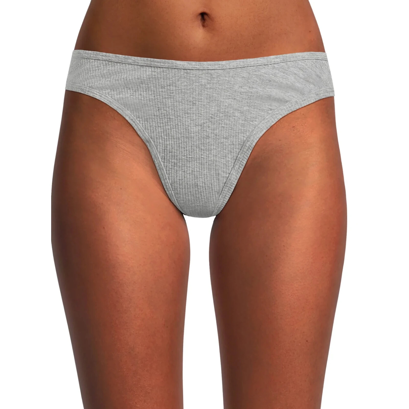 No Boundaries Women’s Cotton Rib Thong Panties Size MEDIUM Heather Gray New