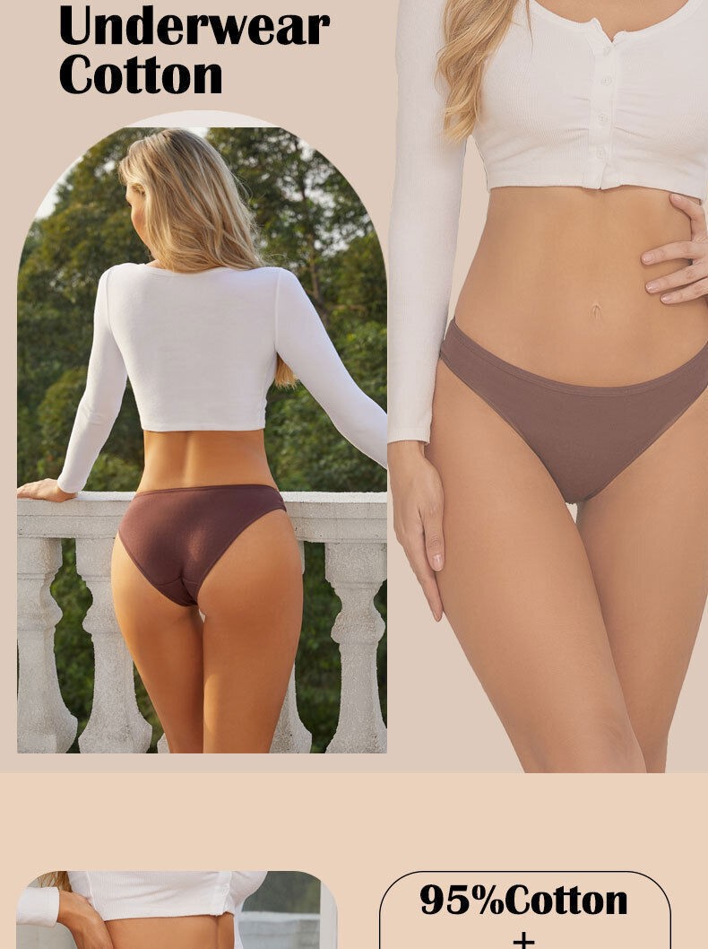 1/3/6 Pack Womens Cotton Panties Sexy Solid High Cut Lingerie Underwear Panty