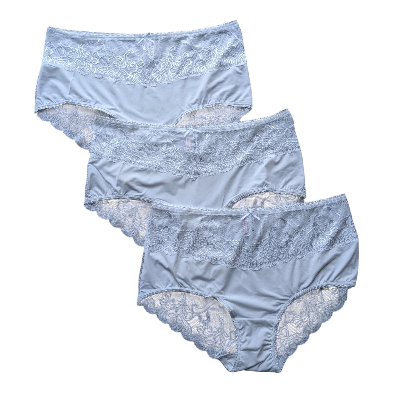 Marlon Ladies White Lace Trim Full Brief Knickers 3 Pack Comfort Fit 12-14 16-18
