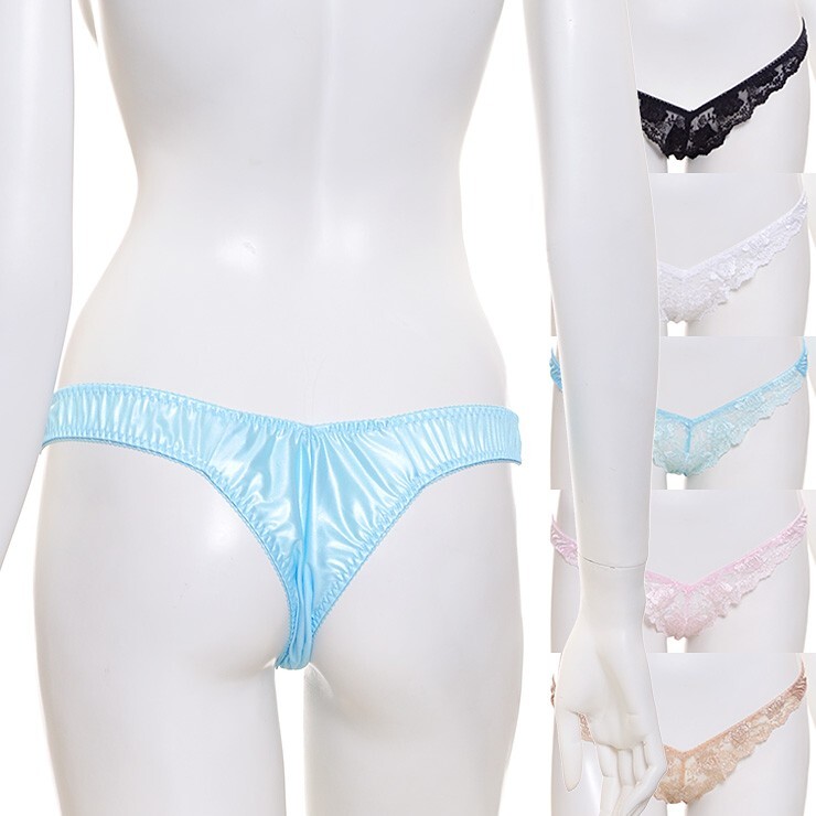 front, Sexy V-Shaped Cut lace Low-Rise Tanga Panty Silky made in Japan L652
