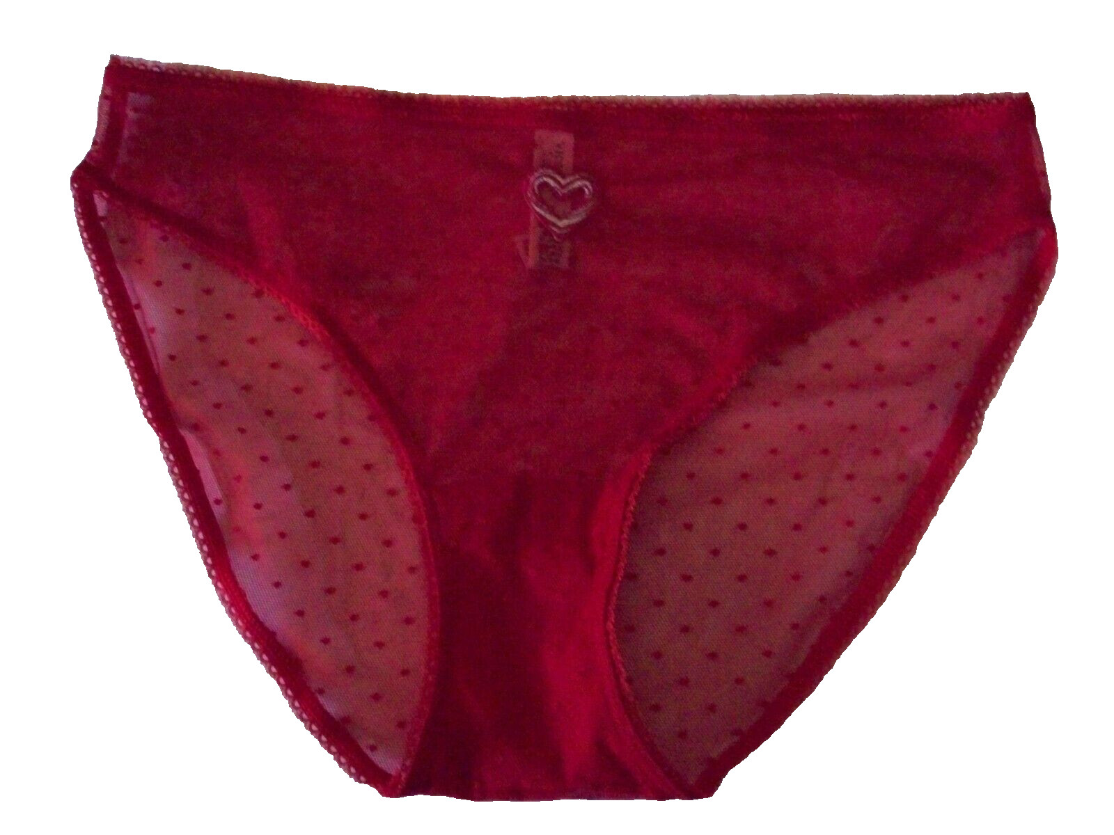 XXL All Bold Red Polka Dot Mesh w Heart Stretch Victoria’s Secret BIKINI Panty
