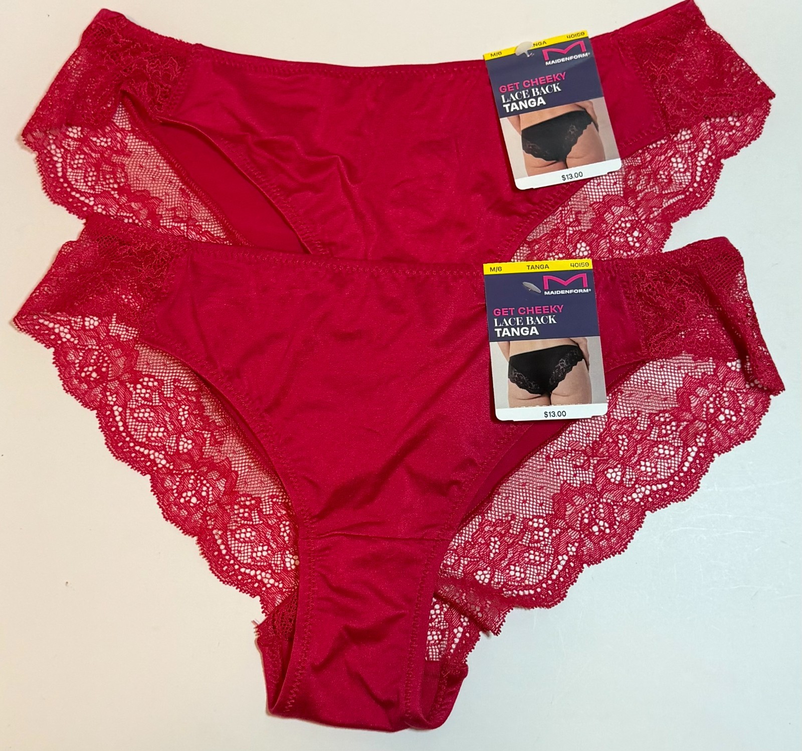 NWT 2 Maidenform Tanga Panties 40159 Comfort Devotion Red Size 6/M