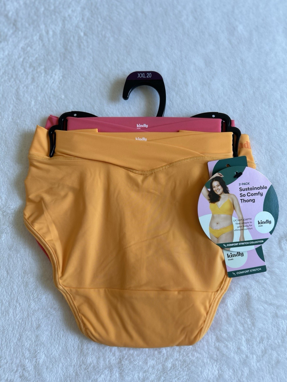 Kindly Yours Womens Orange Coral Soft Cross-Over Thong Panties 2-pack Sz XXL(20)
