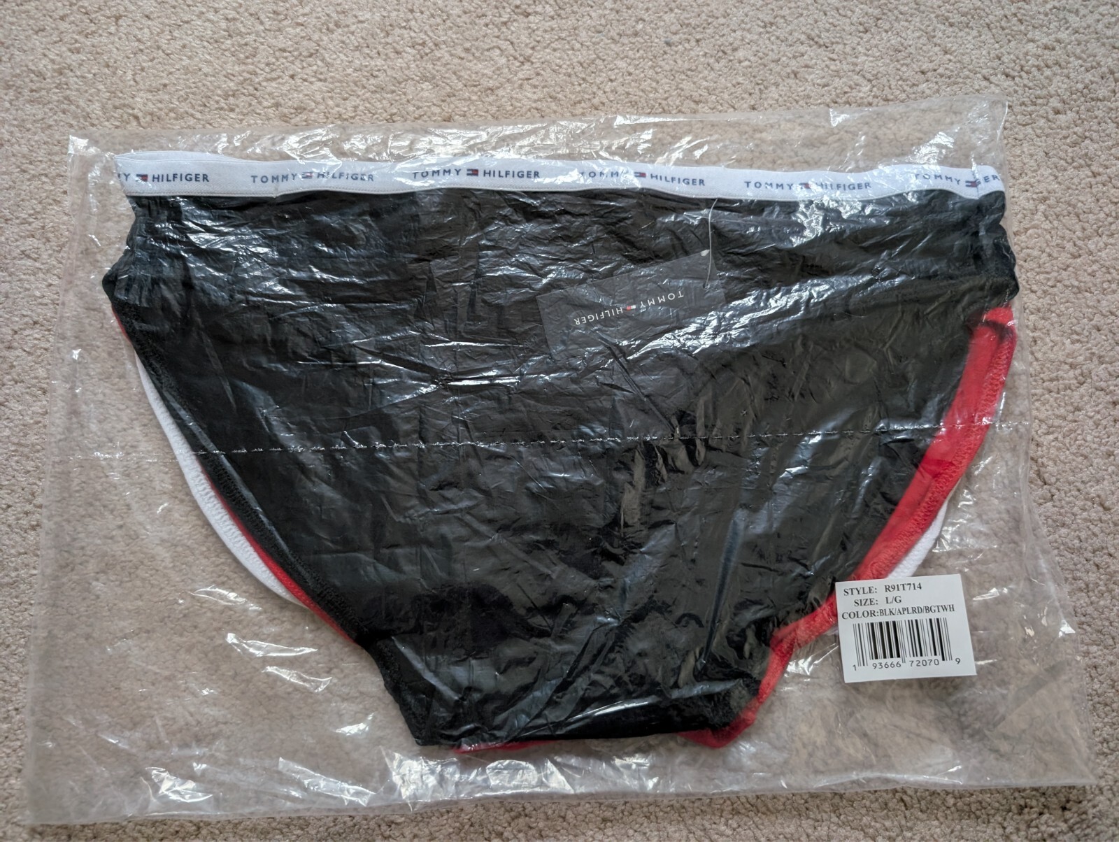 NWT Tommy Hilfiger Women’s 3 Pack Logo Cotton Bikini Panties Briefs, Multi, Sz L