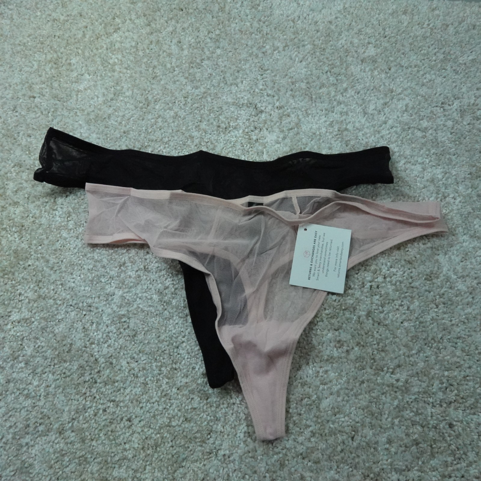 Smart & Sexy Underwear Womens 7 Thong Black Pink Mesh 2 Pairs SA1376NL
