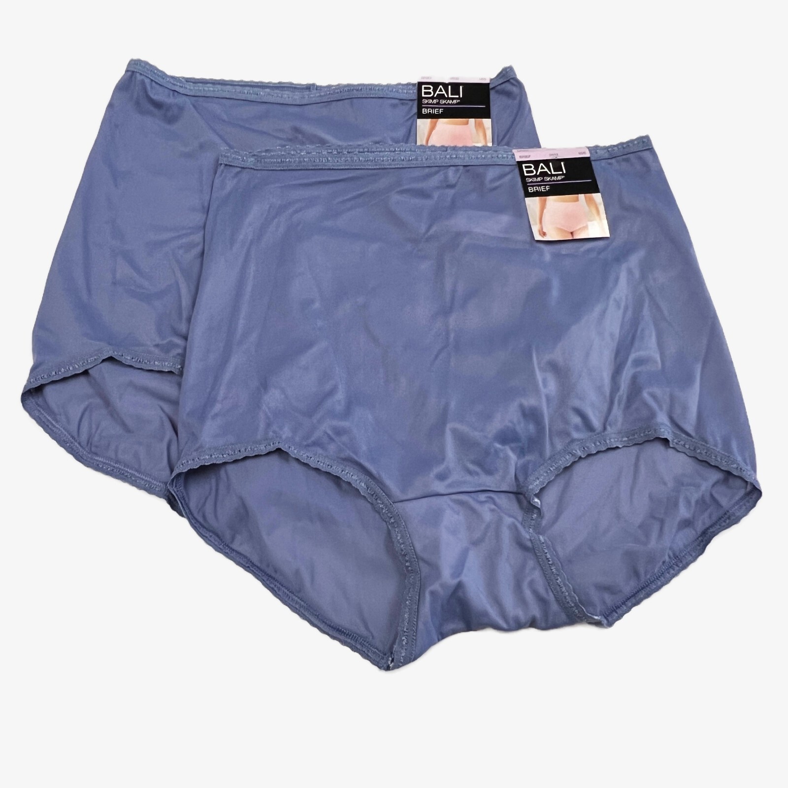 2 Bali Skimp Skamp Brief Panty M 6 Full Coverage Nylon Panties NWT 2633 MEDIUM