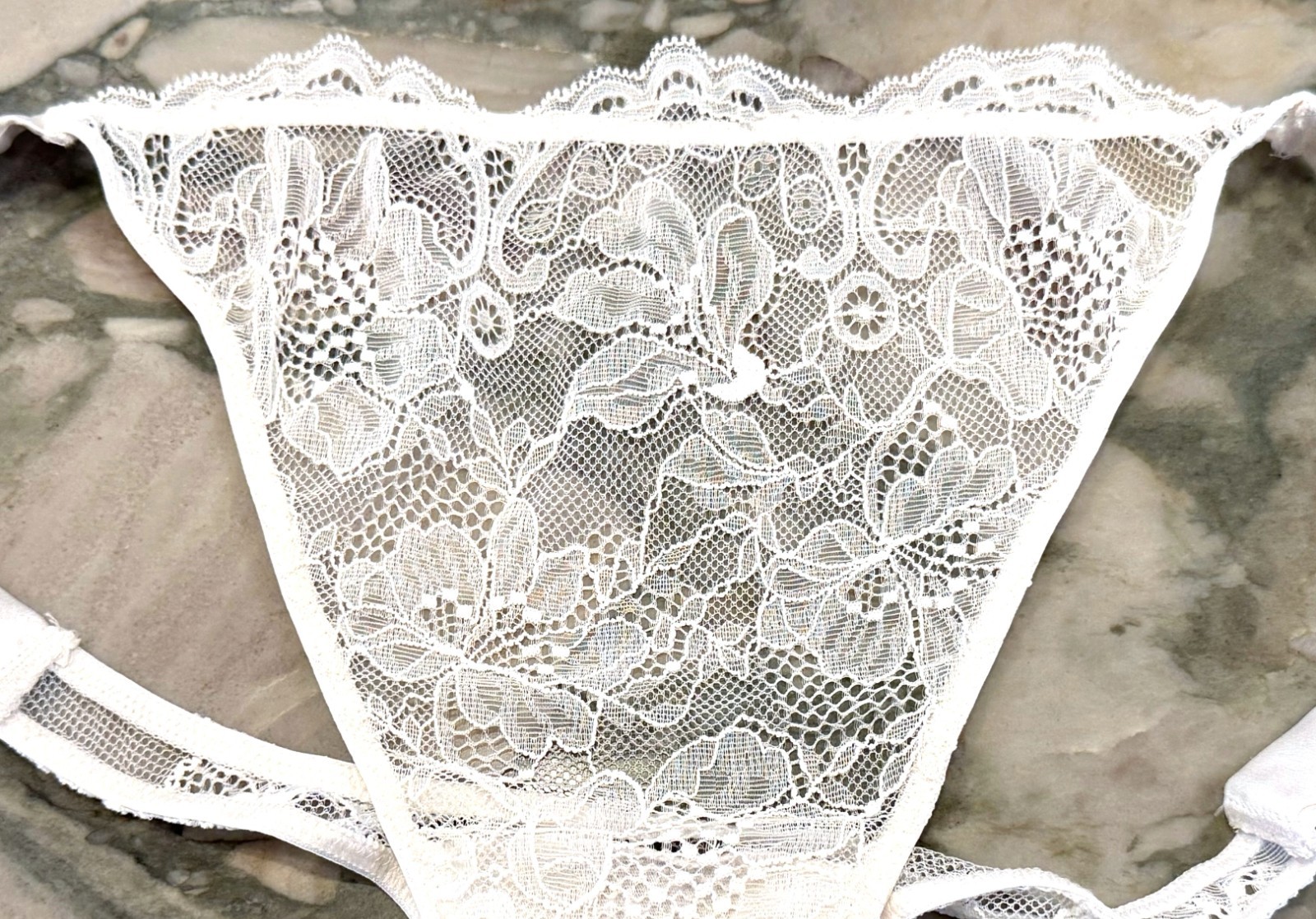 Victoria Secret Very Sexy Rhinestone Strap Thong BRIDE Coconut White XL or XXL