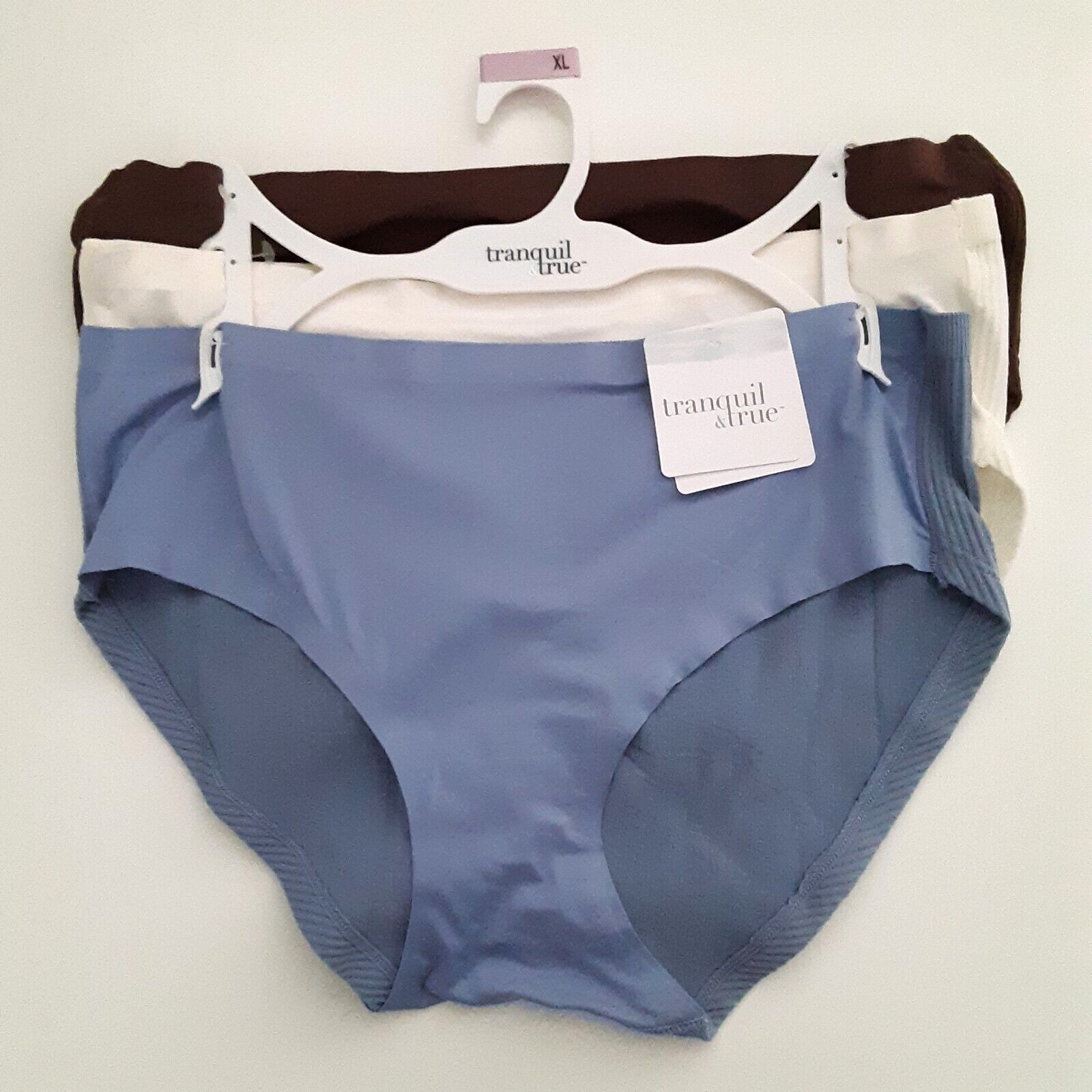Tranquil & True Womens XL Hipsters Ribbed Back Seamless Purple Ivory Brown 3PK