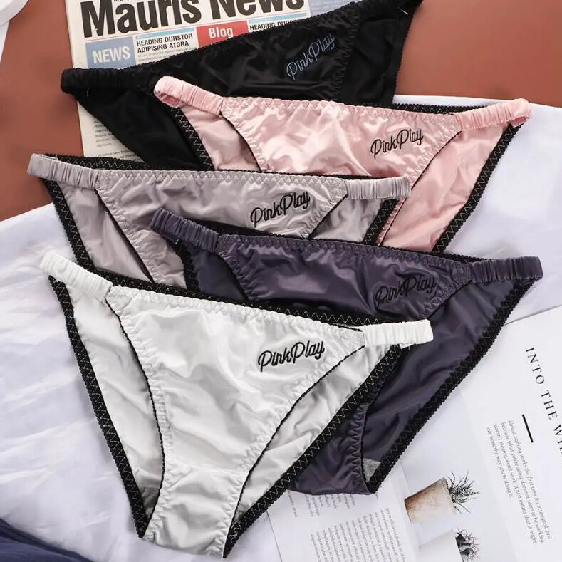 5PCS Lot Sexy Womens Silky Satin Panties String Bikini Underwear Brief Lingeries