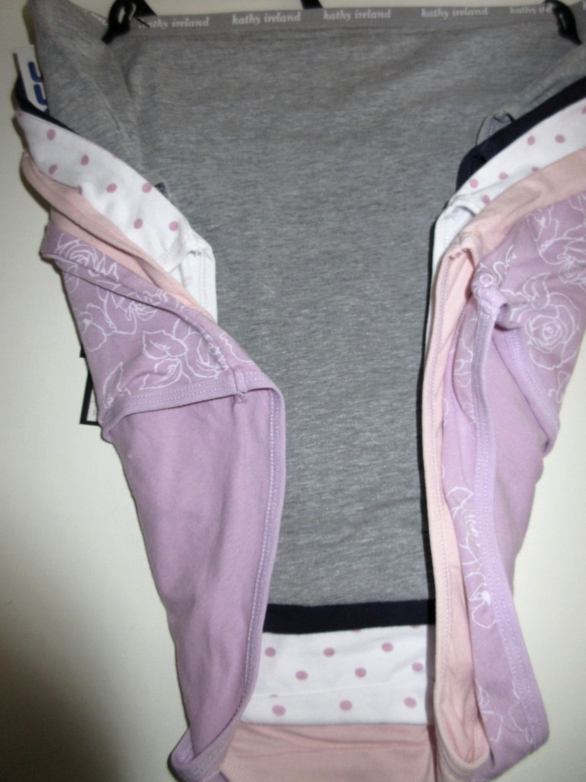 Kathy Ireland 5 Pair Cotton BRIEF Panties lavender Gray pink blue white women XL